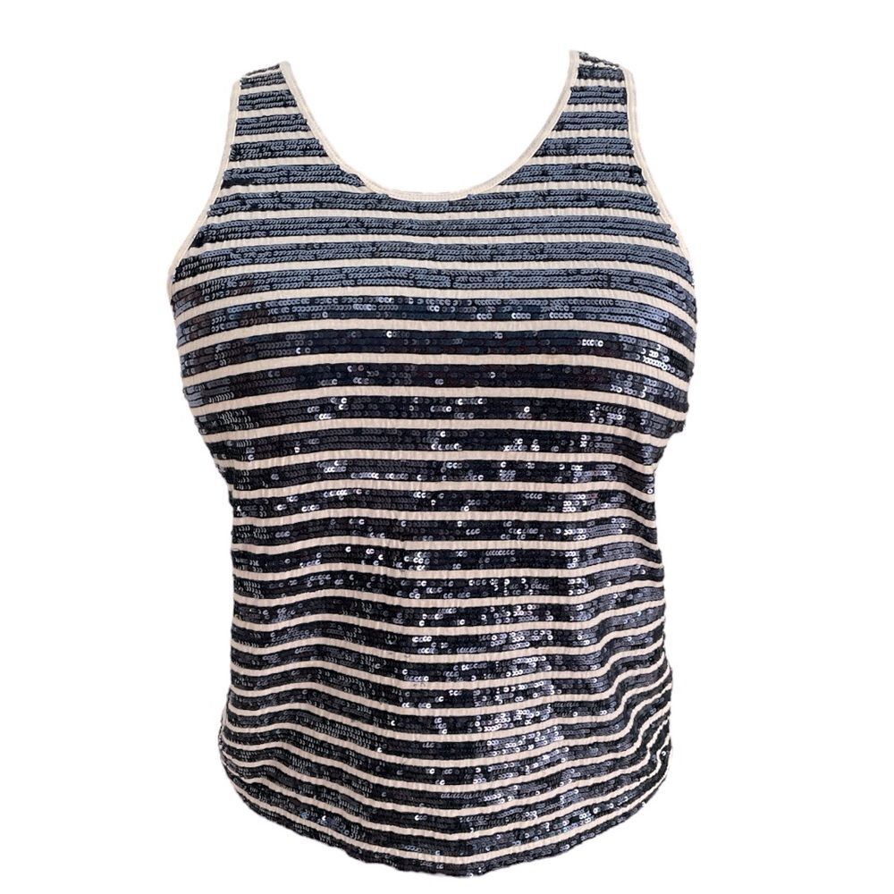 Lauren Ralph Lauren Navy and White Sequin Tank Top